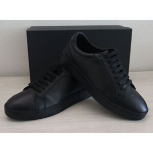 Men's Store Bloomingdale's 141297 Men Sz 9.5 Black Leather Low Top Sneakers $175